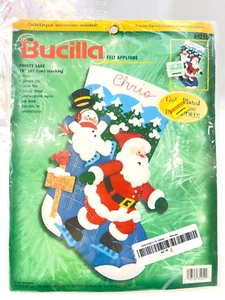 BUCILLA Felt FROSTY LAKE Stocking Kit Santa Snowman CHRISTMAS New 84250 USA #516 - Picture 1 of 8