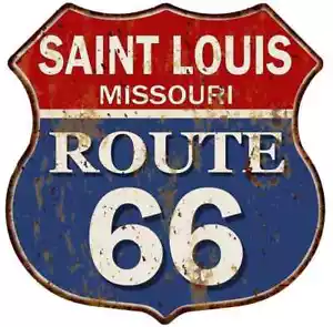 SAINT LOUIS, MISSOURI Route 66 Shield Metal Sign Man Cave Garage 211110013074 - Picture 1 of 1