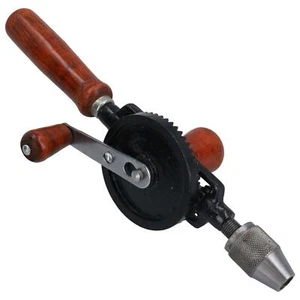 Hand Drill 1/4" / 8mm Chuck Hand Tools Double Pinion Wood Side Manual Turn TE138 - Picture 1 of 6