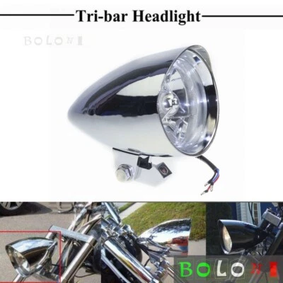 4.5" Bullet Headlight For Harley Big Twins Chopper Sportster 1200 883 Dyna - Image 1 of 4