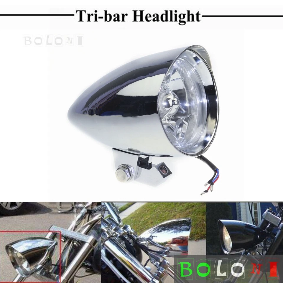4.5" Bullet Headlight For Harley Big Twins Chopper Sportster 1200 883 Dyna — 第 1/4 张图片