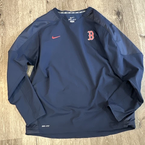 VTG MLB Nike Dri Fit Boston Red Sox Jacket Mens Large V Neck Pullover Jersey Cover