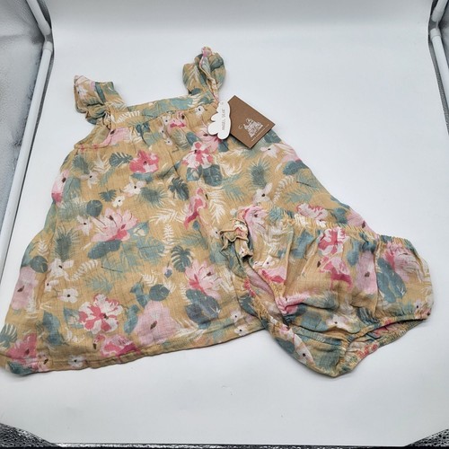 PALM ANGELS Pagliaccetto vestito sole fenicottero tropicale floreale Angel Dear bambino 12 18M con copri pannolino