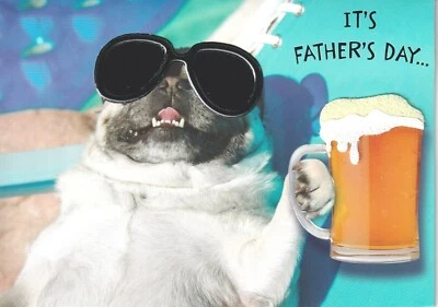 PAPYRUS CARTÃO DE DIA DOS PAIS NOVO NA CAIXA (MSRP $6.95) PUG COM CARTÃO DE CANECA (Q13) - Imagem 1 de 2