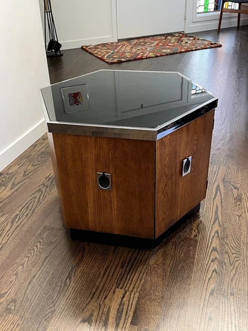 Mid Century Hexagonal Chrome Accent Side Table/ Cabinet Cover