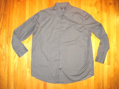 Shaquille O'Neal XLG Cool Fit Stretch Black Gray Pattern Dress Shirt 2XLT New - Image 1 of 4