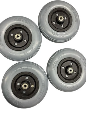 Juego de 4 ruedas giratorias sólidas/sin planas para Hoveround Teknique HD y XHD Foto 1 de 4