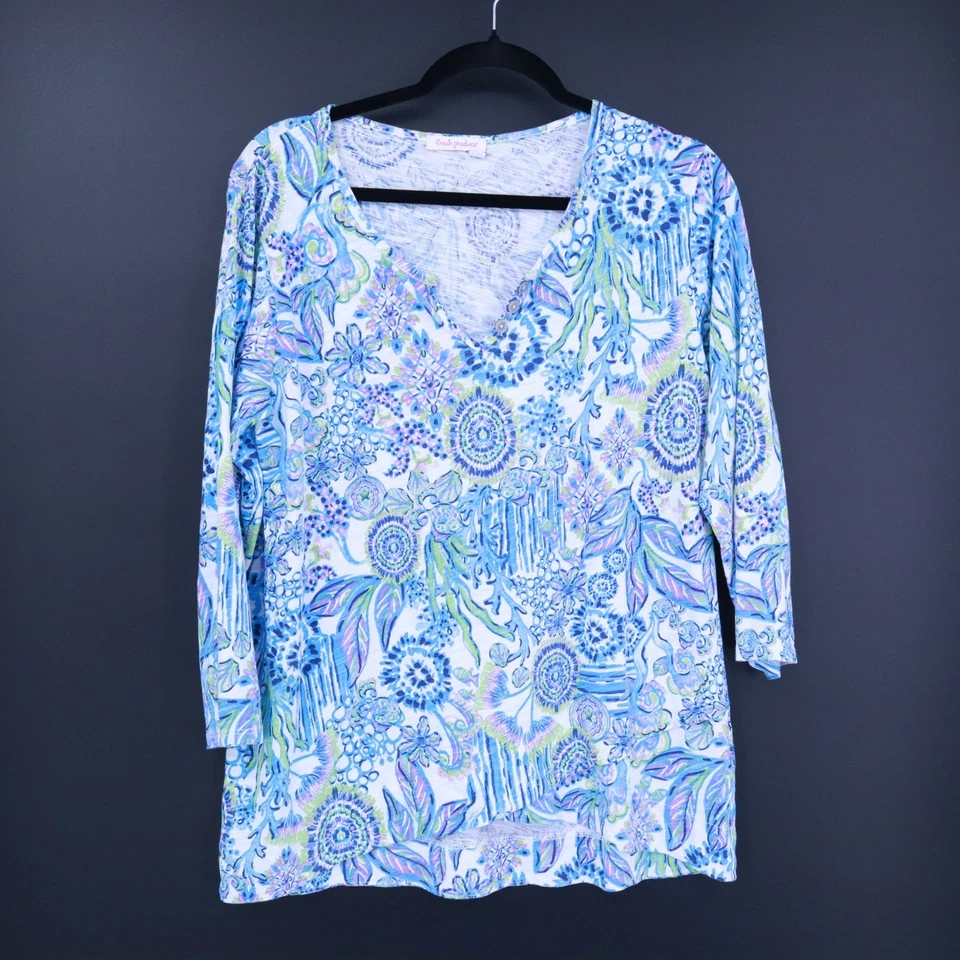 Fresh Produce 花卉 V 领上衣女式 M 休闲 Bloomcore 波西米亚艺术波西米亚 — 第 1/4 张图片