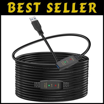 Active USB 3.0 Extender Cord 30ft - High Speed Data Transfer - Image 1 of 4