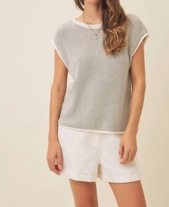 In February Callie Sleeveless Sweater Grey/white - Picture 1 of 10