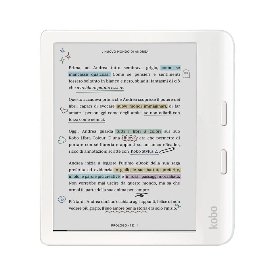 Kobo Lettore E-book 7" Touch Screen 32 GB Wi-Fi E Ink Kaleido N428-KU-WH-K-C