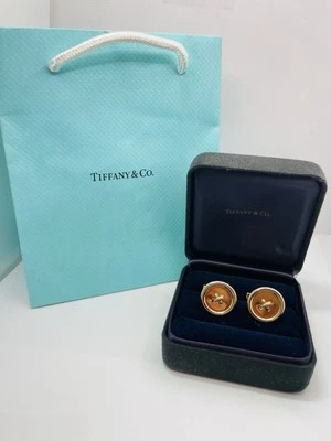 Tiffany & Co. 14k желтое золото кнопка запонки красивый! УНИКАЛЬНЫЙ!! - Изображение 1 из 4