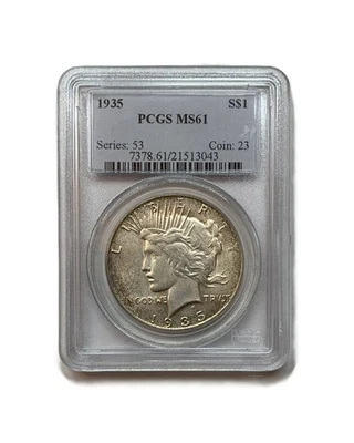 1935 PCGS MS61 Silver Peace Dollar - Image 1 of 2