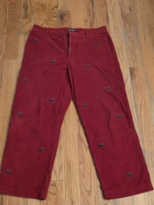 Vintage Chaps Ralph Lauren Corduroy Pants Mens 36 X 30 Red Black Lab Embroidered - Picture 1 of 7