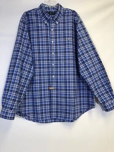VTG Ralph Lauren Polo Men's Button Down Blue Plaid Oxford Shirt XXL - Picture 1 of 10