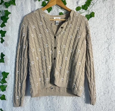 Cárdigan Cottagecore Floral Talbots Años 80 90 De Colección Para Mujer Pequeño Bordado Foto 1 de 4