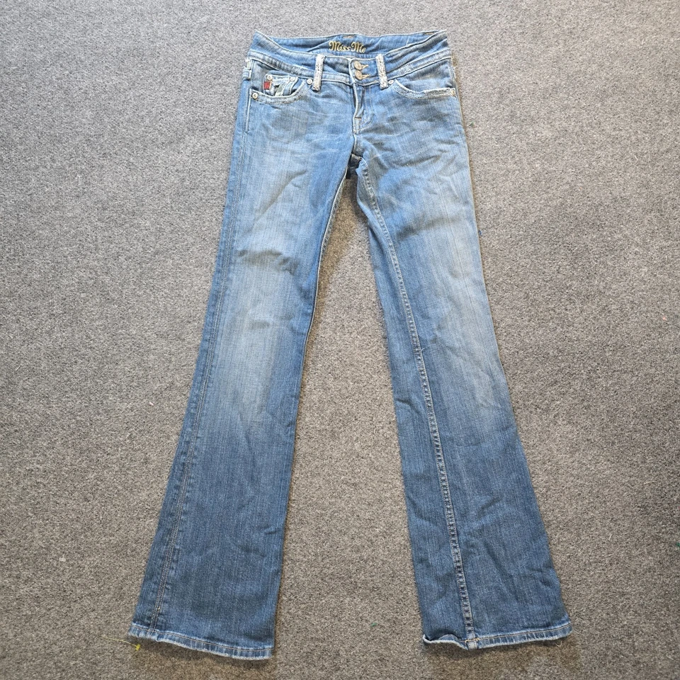 Pantalones de mezclilla Miss Me para mujer talla 25 azul camuflaje detalles corte bota estrás rodeo occidental Foto 1 de 4