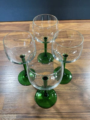 Juego de 4 copas de vino Luminarc Cristal D'arques Durand verde esmeralda vástago del Rin Foto 1 de 4