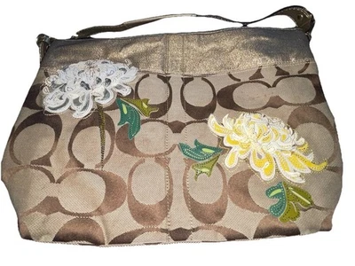 Coach Vintage Classic Canvas Tote Bag Botanical Floral Embroidery  - Image 1 of 4