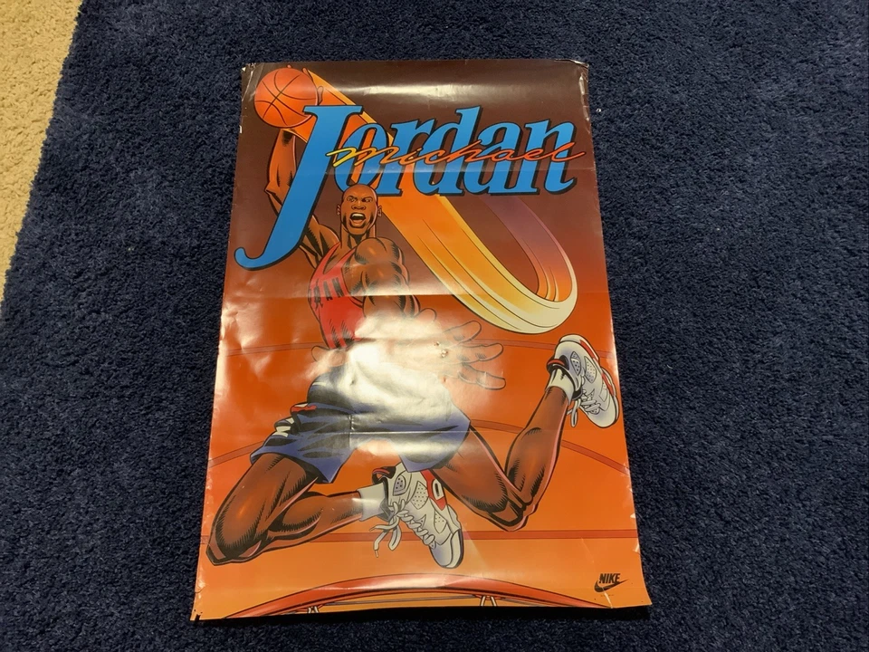 Vintage 1991 Nike Air Michael Jordan Poster VI Cartoon Artist Proof Nice Cond. - Image 1 of 4