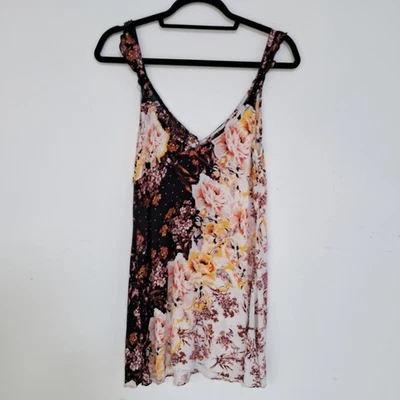 Intimately Free People Women'  Lauria Printed Slip Dress Ruffle Black Size Small - Image 1 of 4