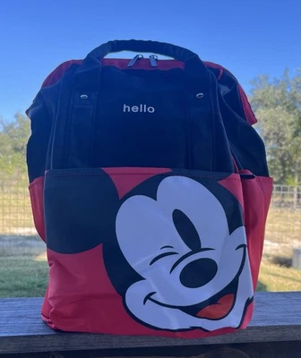 Mickey Mouse Mommy Backpack Diaper Bag Insulated Bottle Holder Mint Condition - Image 1 of 4