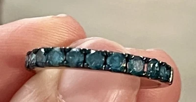 Anel de prata esterlina tamanho 8 1 quilate diamante azul - Imagem 1 de 4