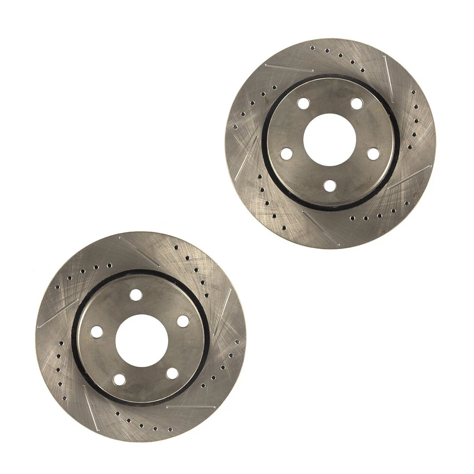 Alloy USA Front Brake Rotor Drilled Slotted 12" Pair Jeep Wrangler JK 2007-2018 - Image 1 of 3