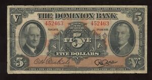 The Dominion Bank $5, 1938 - CH-220-28-02. Very Fine, S/N: 452463