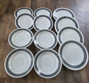 Lote de 12 vajilla de cena de hoja de laurel gris Corning 4 panes 4 ensaladas 4 platillos restaurante - Imagen 1 de 9