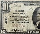 The Kanawha NB von Charleston, West Virginia WV $ 10 Serie 1929 neu mit Etikett