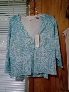 Cárdigan y camiseta sin mangas Ballinger dorado estampado animal aguamarina y blanco cuello en V manga 3/4 L - Imagen 1 de 14