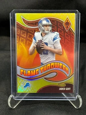 2021 Panini Phoenix Flame Throwers Jared Goff Yellow Parallel #18/75 Lions - Image 1 of 2