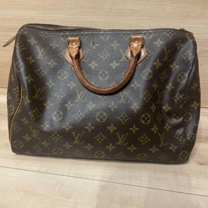 Louis Vuitton Speedy Leather Canvas PVC 35 Brown Monogram Auth #3 - Picture 1 of 17