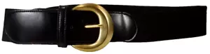 Womens Belt Size L Black Stretch Goldtone Buckle Accessories by Pearl 940 #28 - Picture 1 of 8