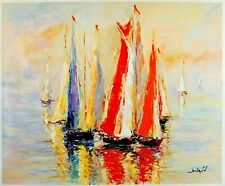 Duaiv Soir Des Voiles Evening of the Sails UNFramed Fine Art Mixed Media Canvas