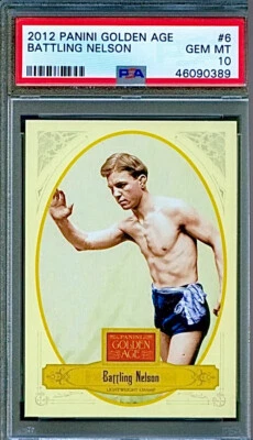2012 PANINI “BATTLING NELSON” PSA 10 *RARE POP 1* BOXING CHAMP ((GOLDEN AGE)) - Image 1 of 4
