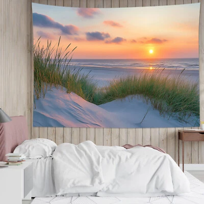 Tapiz costero paisaje puesta de sol océano verano para dormitorio sala dormitorio Foto 1 de 4