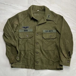 VTG 1950s Korean War U.S Army OG 108 Olive Green Wool Field Shirt Mens Medium - Picture 1 of 14
