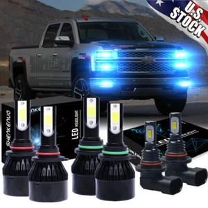6 LED Bulbs For 2003-2006 Silverado 1500 2500 8000K Headlights & Fog Light - Picture 1 of 12