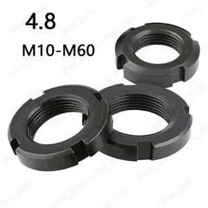Schwarz 4,8 Stahl Runde Schlitzmuttern M10 M12 M14 M16 M18 M20 M22 M24 M30-M60 - Bild 1 von 7