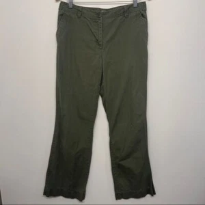 J Jill Genuine Fit Below Waist 10 Green Wide Leg Cotton - Picture 1 of 6