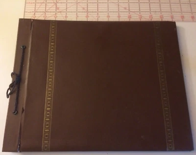 Álbum de recortes de fotos vintage sin usar ~ páginas negras lisas 11" x 14" ~ 25 páginas ~ marrón tostado Foto 1 de 4