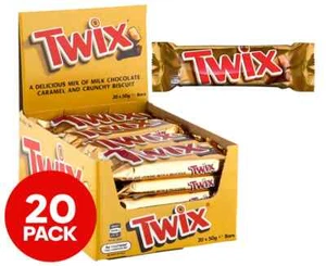 Twix Milk Chocolate Caramel Crunchy Biscuit Bars 20 x 50g - Picture 1 of 3