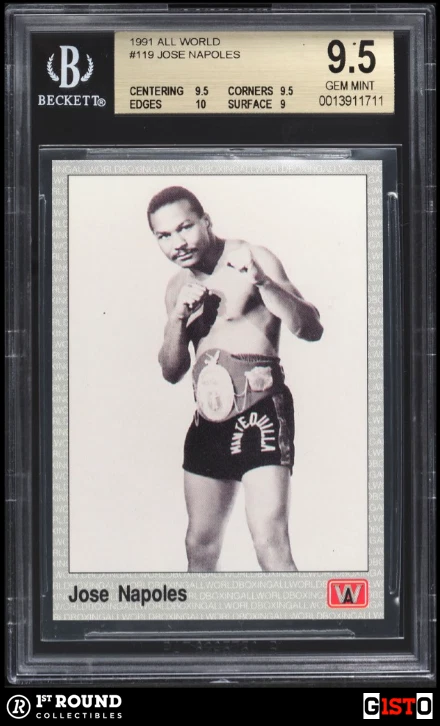 POP 1: Jose Napoles BGS 9.5: 1991 All World Boxing Card Gisto #119 - Image 1 of 3