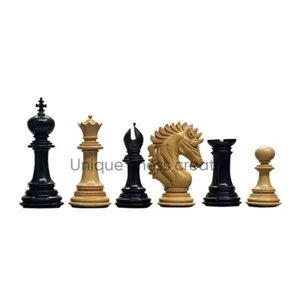 4.6" Luxury Chess Pieces Only Set - Ebony and maple wood - Picture 1 of 5