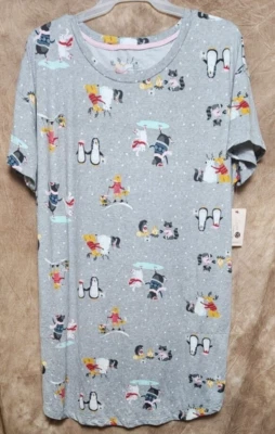 Camisa de dormir L-XL Secret Treasures Dorm para mujer talla grande animales salvajes gris Foto 1 de 4