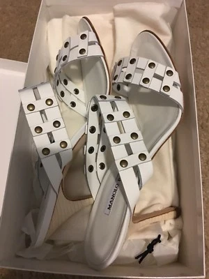 manolo blahnik white bulgaro sandal size 10 - Image 1 of 4