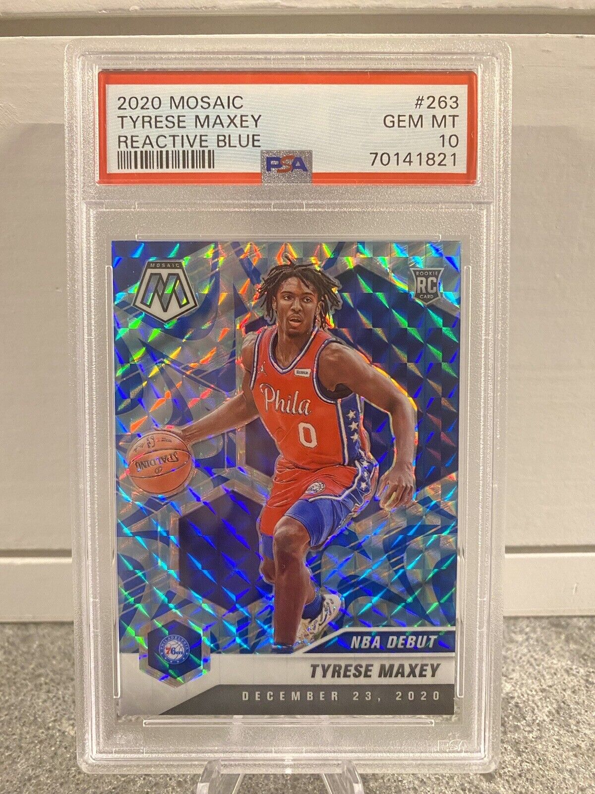 2020 Mosaic Tyrese Maxey NBA Debut Reactive Blue Rookie RC PSA 10 Pop 67 76ers