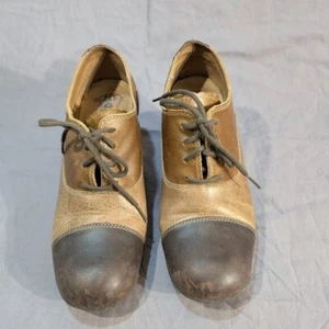 Fly London Brown Tri Tone Leather Chunky Heel Derby Shoes Women Size 41 - Picture 1 of 8